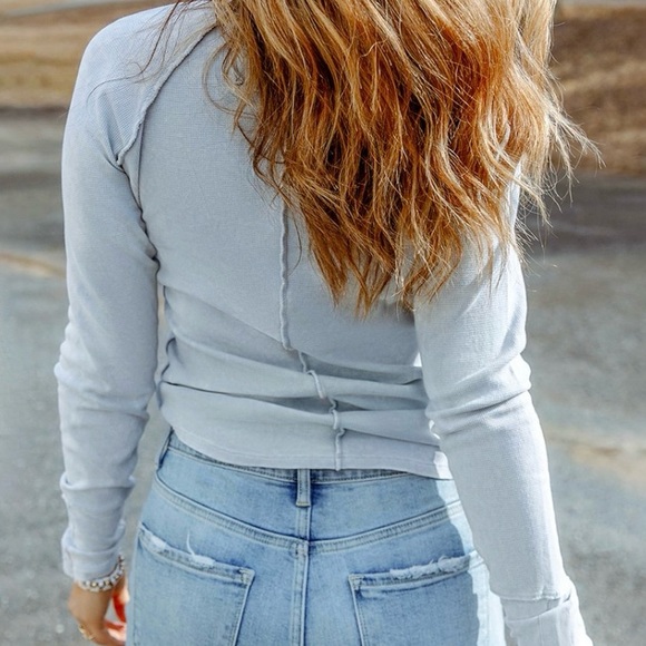 Long-Sleeve Tee In Pale Blue (Smaller Sizing) - Picture 2 of 4